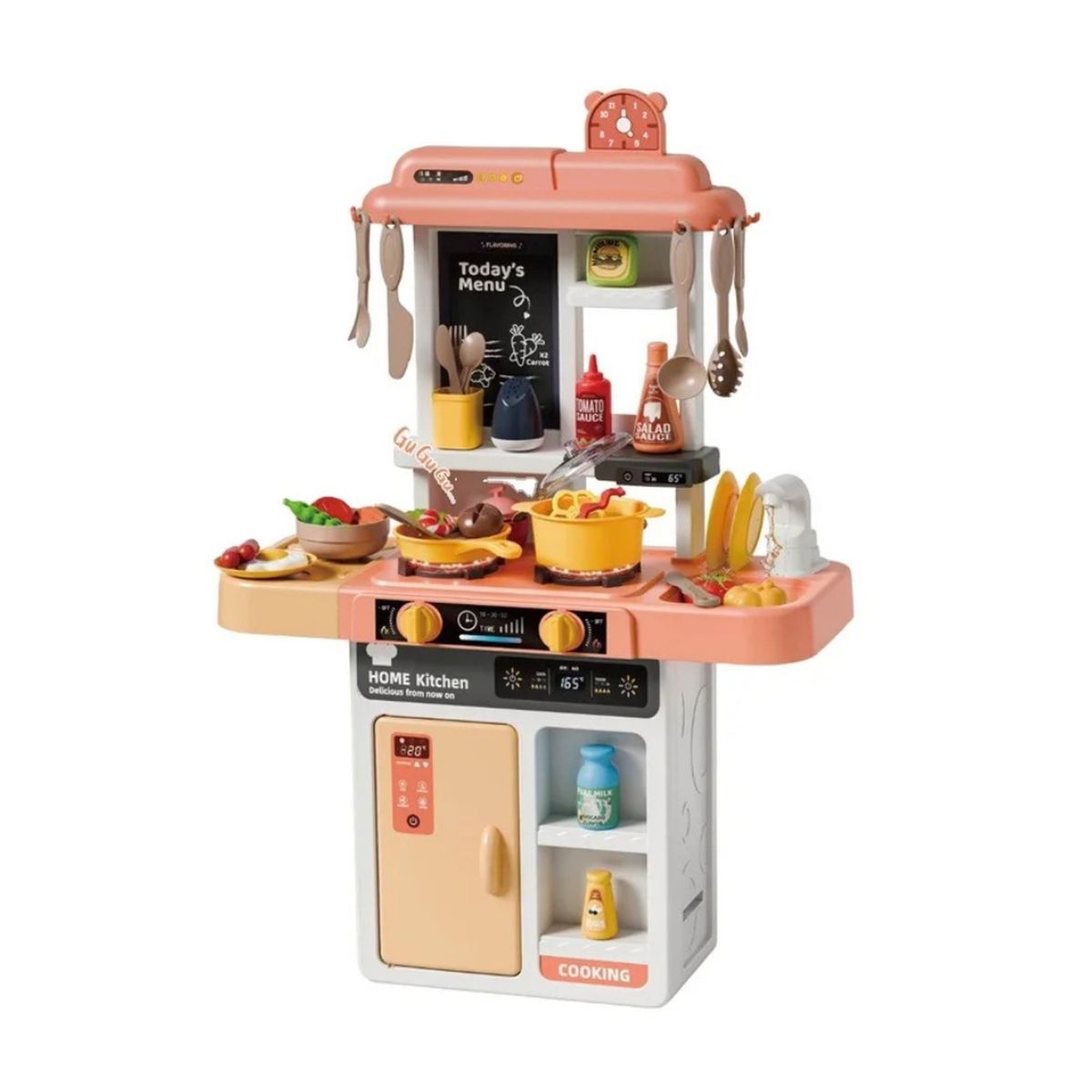 FLIPEREX - Cocina de Juguete Grande Para Niños 68 Cm Agua Vapor Sonido - Rosa