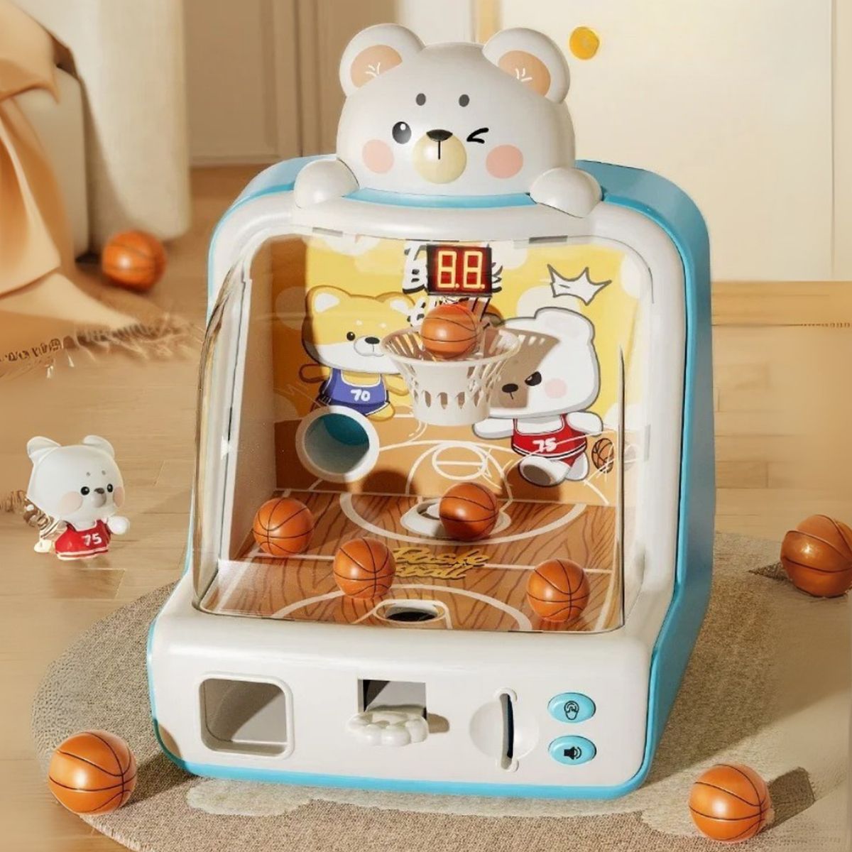 FLIPEREX - Maquina Arcade Infantil Mini Juego Baloncesto Con Fichas