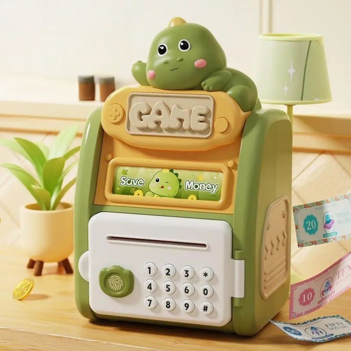 GENERICO - Alcancia Caja Fuerte Kawaii Clave Huella Digital Infantil - Verde
