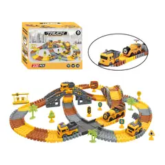 FLIPEREX - Pista de Carreras Juguete Camion de Construccion 235 Piezas
