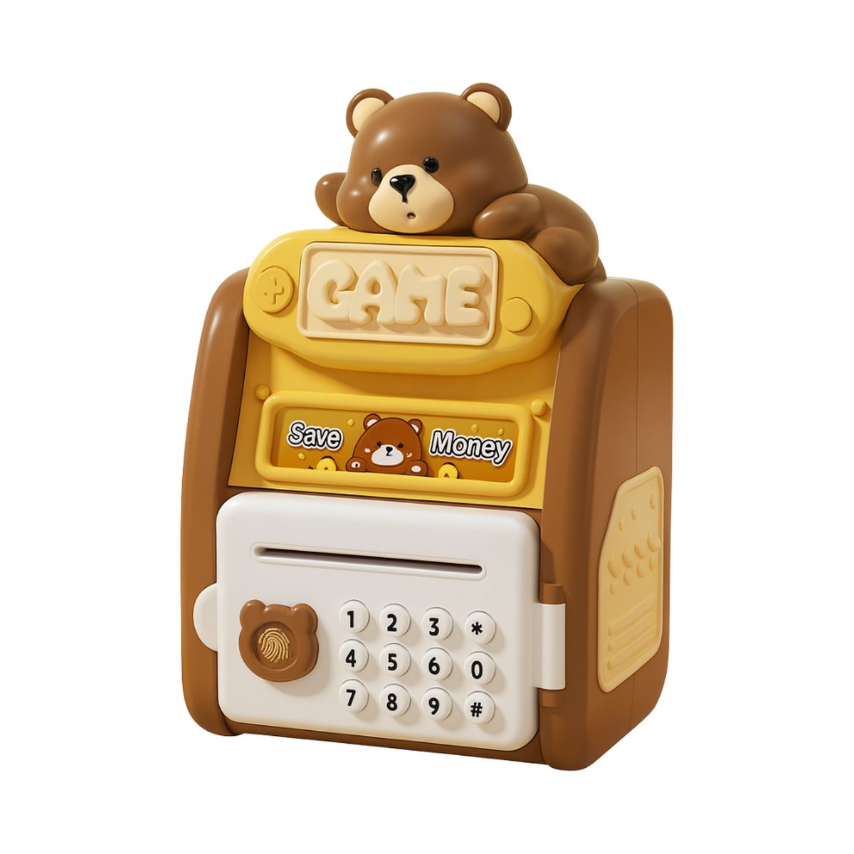 FLIPEREX - Alcancia Caja Fuerte Kawaii Clave Huella Digital Infantil - Cafe