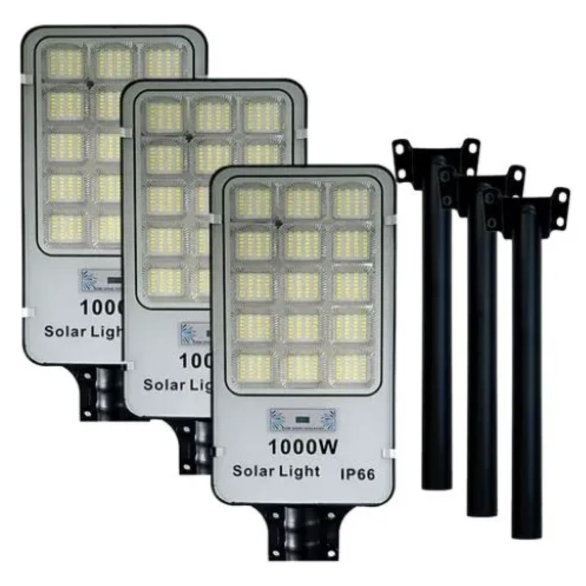 GENERICO - Pack X3 Foco Solar Alta Potencia 1000w Exterior Con Soporte Luz Blanca