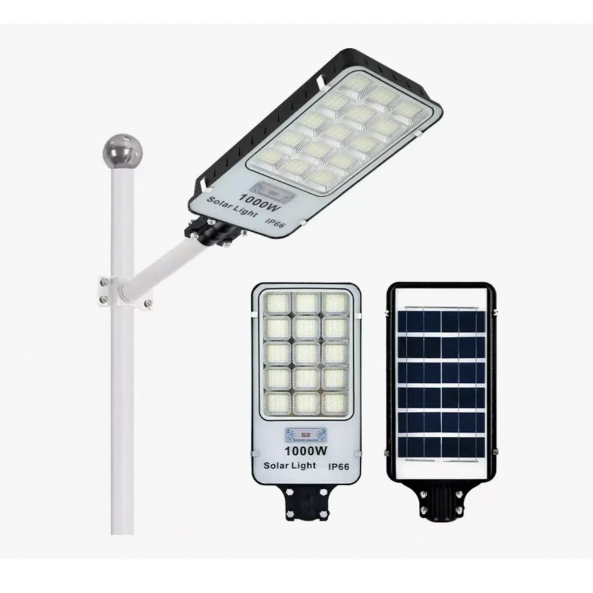 GENERICO - Pack X3 Foco Solar Alta Potencia 1000w Exterior Con Soporte Luz Blanca