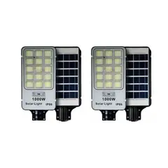 GENERICO - Pack X2 Foco Solar Alta Potencia 1000w Exterior Con Soporte Luz Blanca