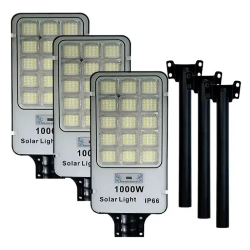 GENERICO - Pack X3 Foco Solar Alta Potencia 1000w Exterior Con Soporte Luz Blanca