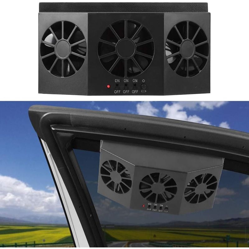 MOVI - EXTRACTOR DE AIRE PARA AUTO TRIPLE VENTILADOR ENERGÍA SOLAR