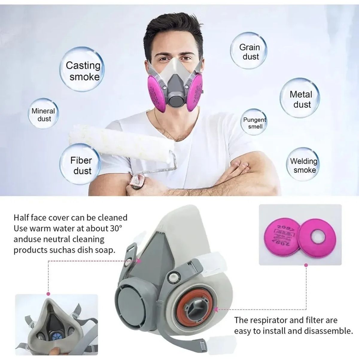 GENERICO - 6200 Antivirus, Antipolvo, Mascarilla + 4 Filtros De Algodón