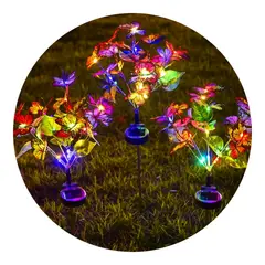 FLIPEREX - Set 2 Luces Solares Jardin Decorativas Mariposas Multicolor