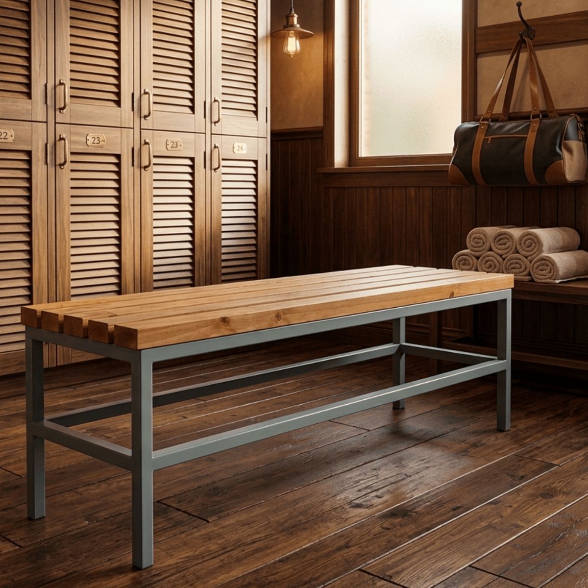 NSCOMPANY - Banca Viena de Madera y Metal 120 X 45 X 45 - Gris perla