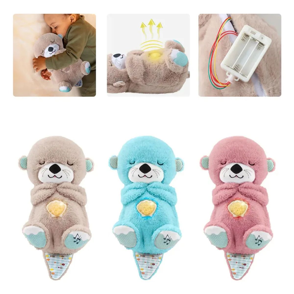 MOVI - PELUCHE NUTRIA MUSICAL CON LUZ LED PARA NIÑA CON RESPIRACION