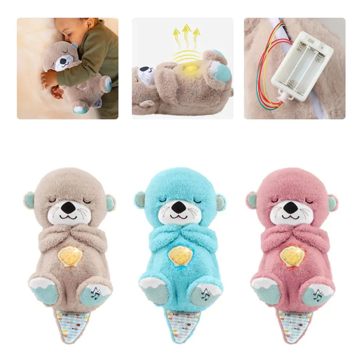 MOVI - PELUCHE NUTRIA MUSICAL CON LUZ LED PARA NIÑA CON RESPIRACION