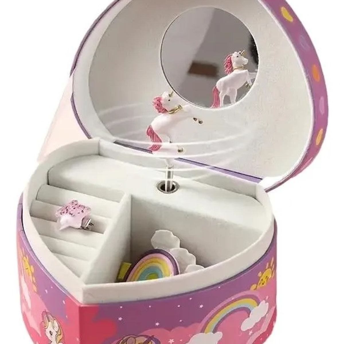 BESTOYS - Caja Musical Con Unicornio Bailarin Cuerda Corazon Grande