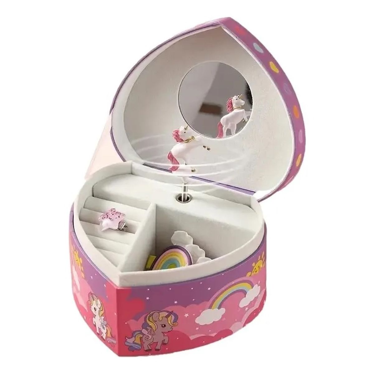BESTOYS - Caja Musical Con Unicornio Bailarin Cuerda Corazon Grande