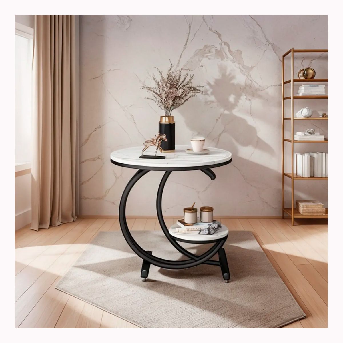 GENERICO - Mesa De Centro De 2 Niveles Mesa Auxiliar  De Lujo