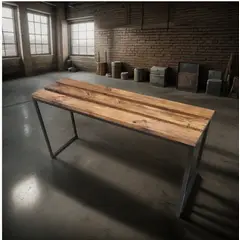 GENERICO - Banca De Metal Y Madera Torshavn - 80 Cm