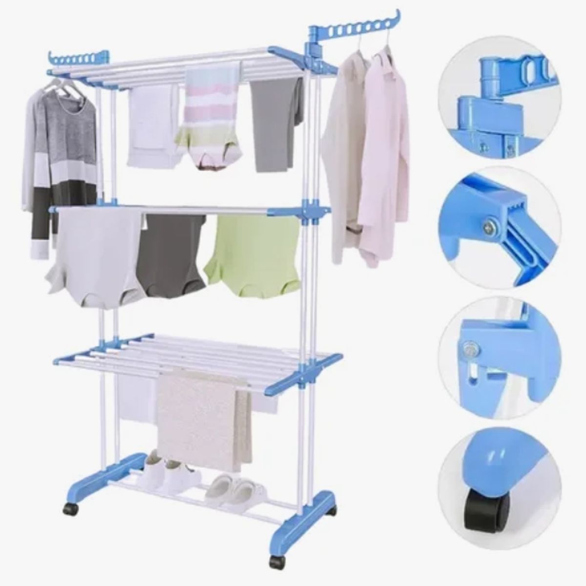 GENERICO - Tendedero Ropa Colgador Pechero Plegable 3 Niveles