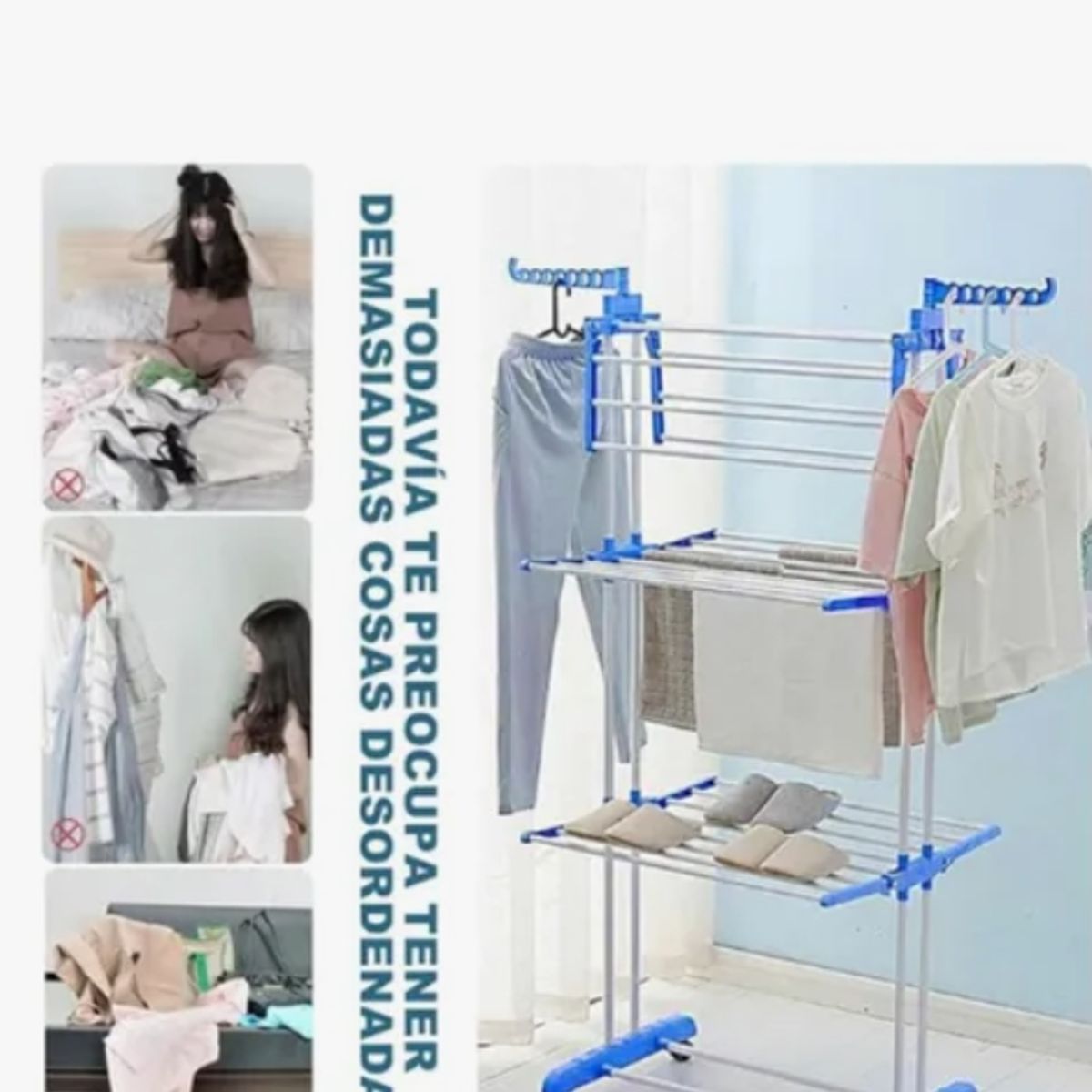 GENERICO - Tendedero Ropa Colgador Pechero Plegable 3 Niveles