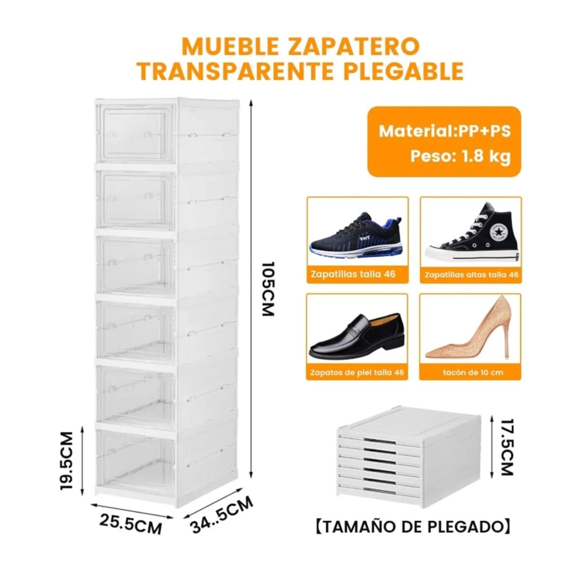 GENERICO - Zapatera Plegable Organizador 6 Niveles Una Pieza Firme