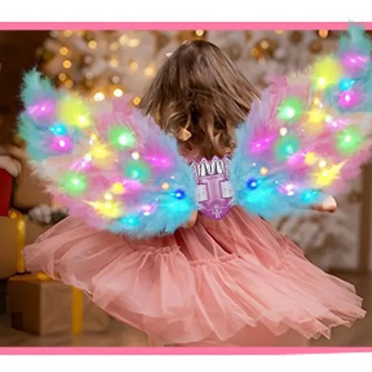 GENERICO - Disfraz Alas Led Angel Movimiento Plumas Y Led Multicolor