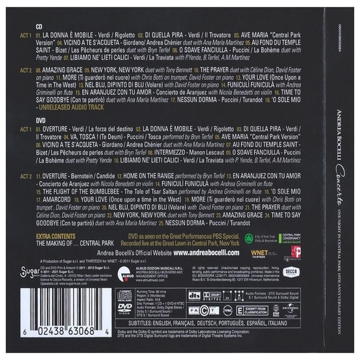 HITWAY MUSIC - ANDREA BOCELLI - CONCERTO ONE NIGHT IN CENTRAL PARK