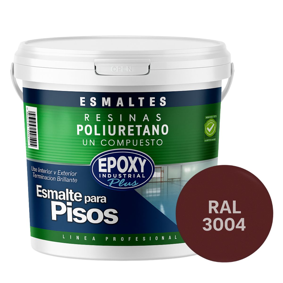 EPOXY - PINTURA PISOS ALTO TRÁFICO - POLIURETANO BASE AGUA 1K - GALÓN RAL 3004