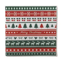 FLIPEREX - Set de 40 Servilletas Navideñas Con Diseños Variados Decorativos - Blanco - ARBOLES