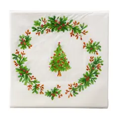 GENERICO - Set de 40 Servilletas Navideñas Con Diseños Variados Decorativos - Blanco - ARBOL