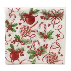 FLIPEREX - Set de 40 Servilletas Navideñas Con Diseños Variados Decorativos - Blanco - NAVIDADES