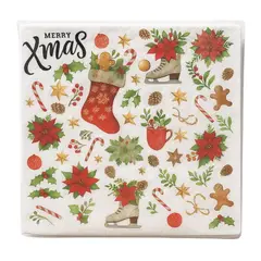 FLIPEREX - Set de 40 Servilletas Navideñas Con Diseños Variados Decorativos - Blanco - CHRISTMAS