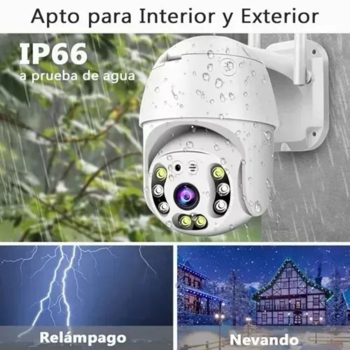 IRM - Cámara De Seguridad Exterior Wifi Vision Nocturna Sensor Movimiento