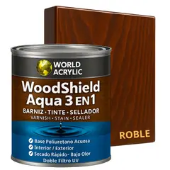 KENT - BARNIZ MADERAS WoodShield Aqua 3 en 1- OCTAVO GALÓN - ROBLE OSCURO