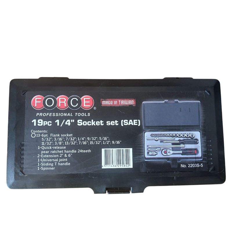 FORCE - Juego de Dados 1/4" Force 19 Piezas SAE – Automotriz Profesional 2203S-5