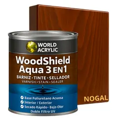 KENT - BARNIZ MADERAS WoodShield Aqua 3 en 1- OCTAVO GALÓN - NOGAL
