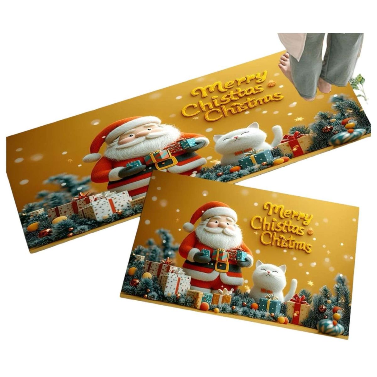 GENERICO - SET DE ALFOMBRA NAVIDEÑA PARA LA COCINA