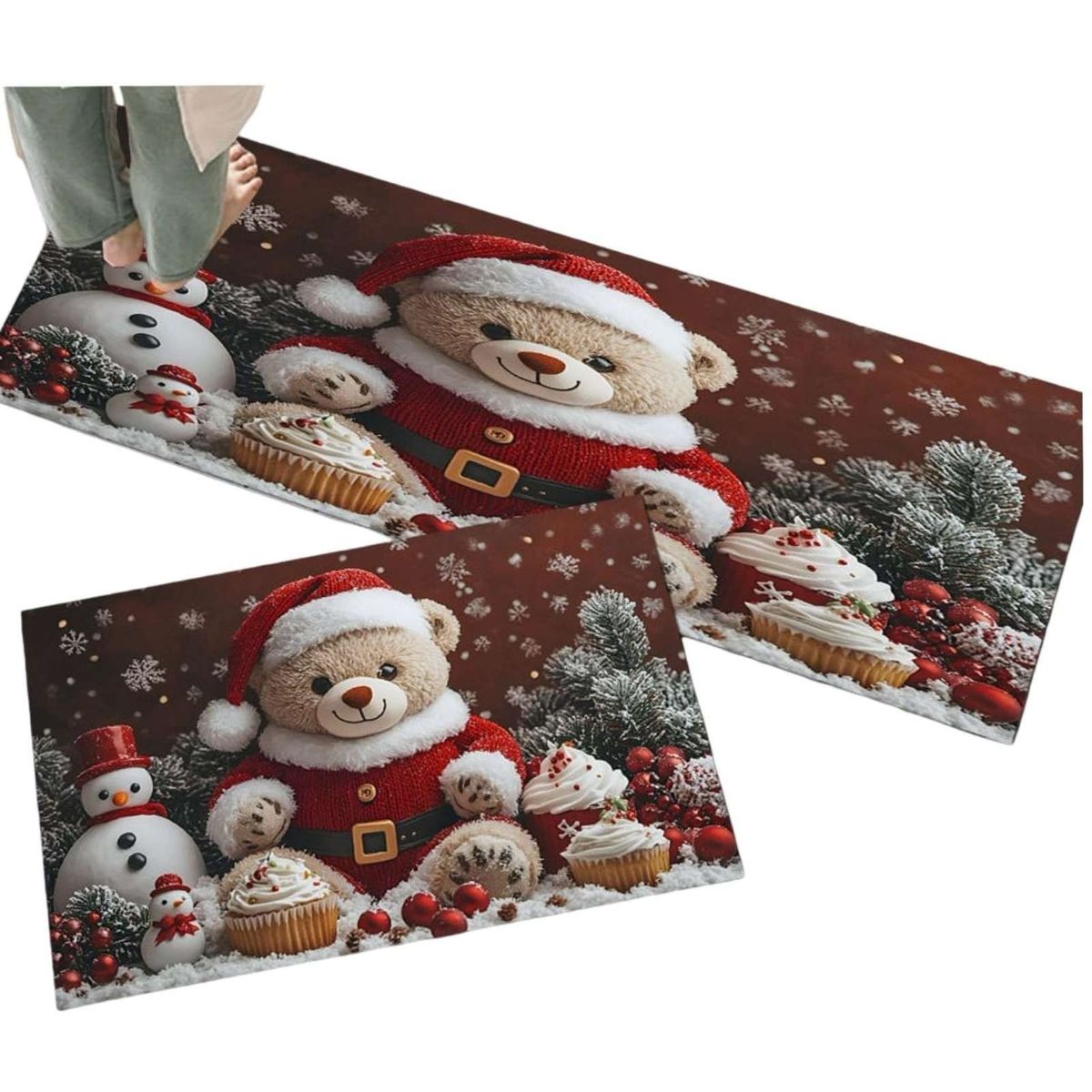 GENERICO - SET DE ALFOMBRA NAVIDEÑA PARA LA COCINA