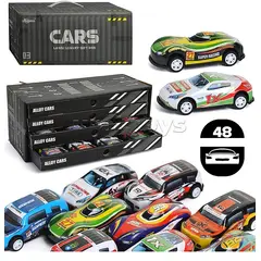 OEM - Set De 48 Autos Metalicos, Con Pull Back, Con Pista Estacion