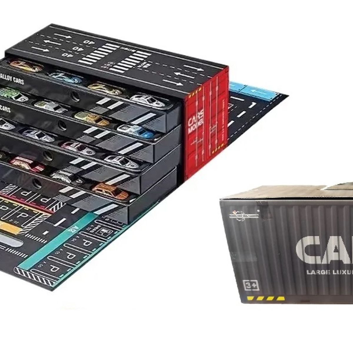 OEM - Set De 48 Autos Metalicos, Con Pull Back, Con Pista Estacion