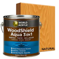 KENT - BARNIZ MADERAS WoodShield Aqua 3 en 1- GALON - NATURAL