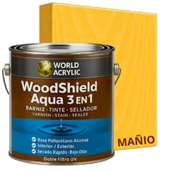 KENT - BARNIZ MADERAS WoodShield Aqua 3 en 1- GALON - MAÑIO
