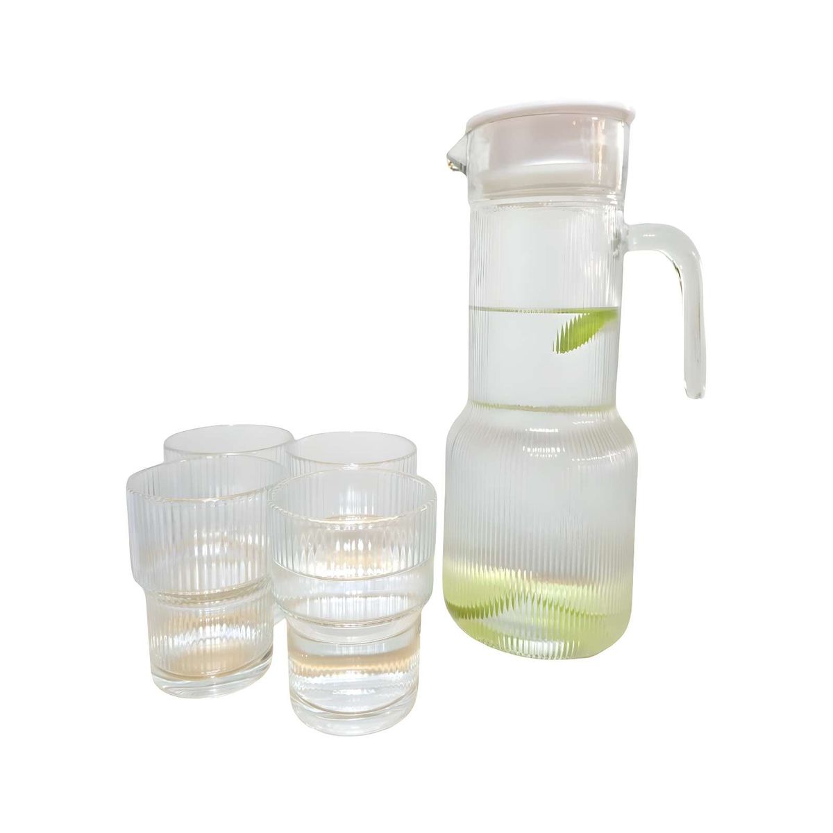 GENERICO - JARRA DE VIDRIO 12 LITROS CON TAPA + 4 VASOS