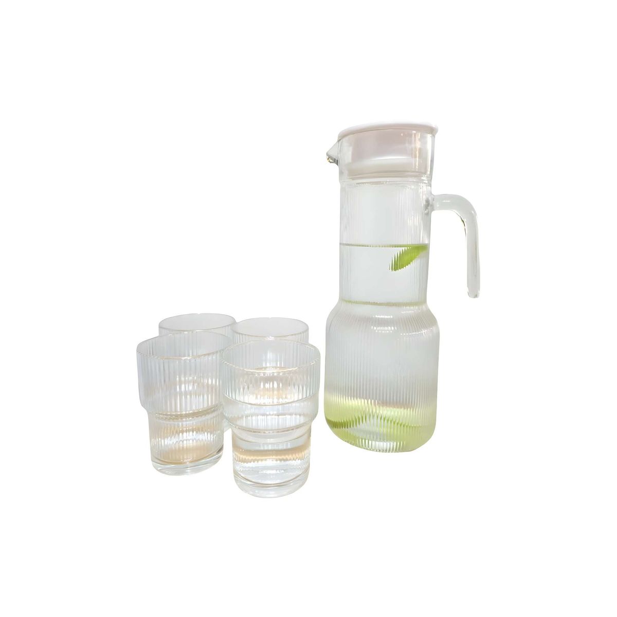 GENERICO - JARRA DE VIDRIO 12 LITROS CON TAPA + 4 VASOS