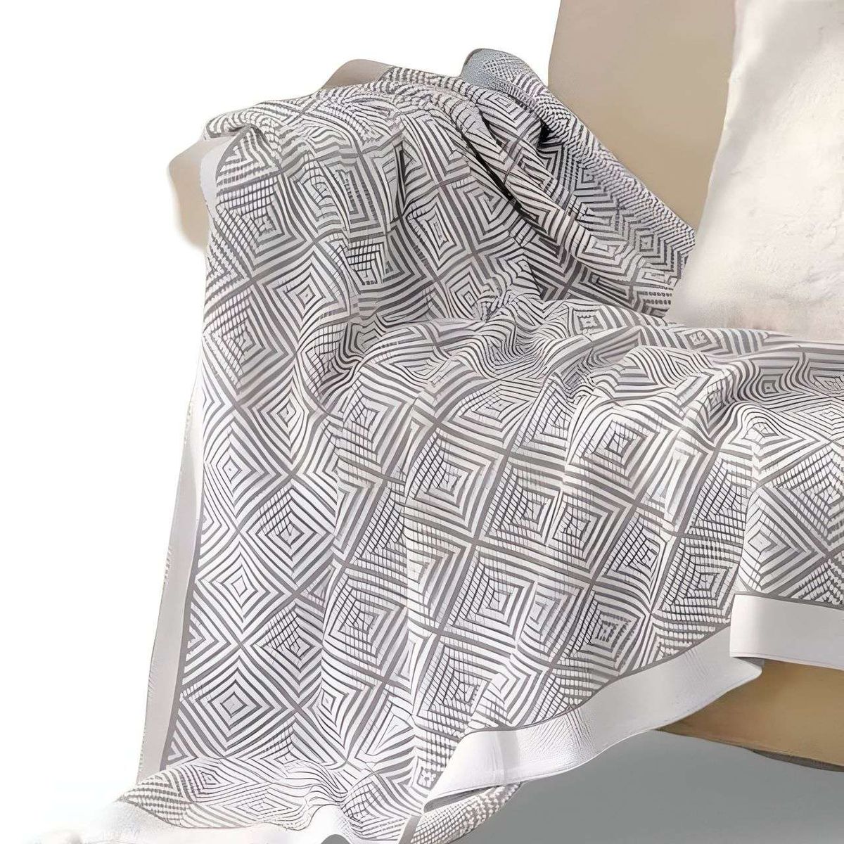 GENERICO - Mantas para sofas camas u oficinas con pompon 130x150 cm Gris