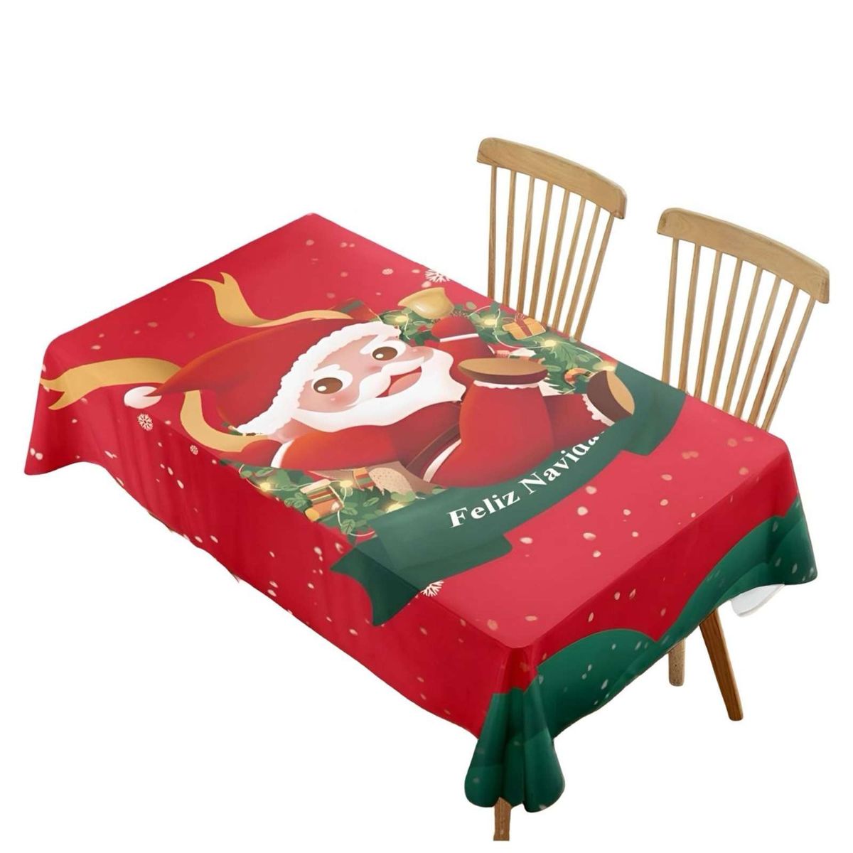 GENERICO - MANTEL DECORATIVO ANTIMANCHAS FELIZ NAVIDAD SANTA