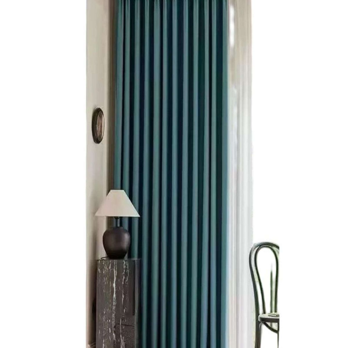 GENERICO - CORTINA LIVING DORMITORIO CON ARGOLLA AZUL PETROLEO