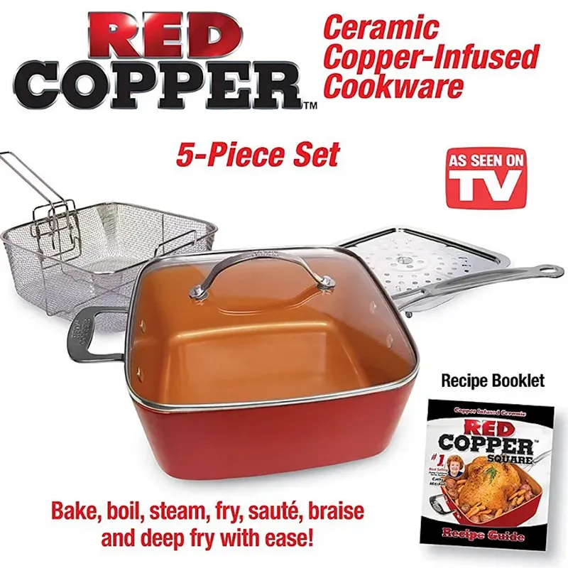 MOVI - SET DE COCINA 5 EN 1 COBRE MULTIUSO FREÍR HORNEAR VAPOR