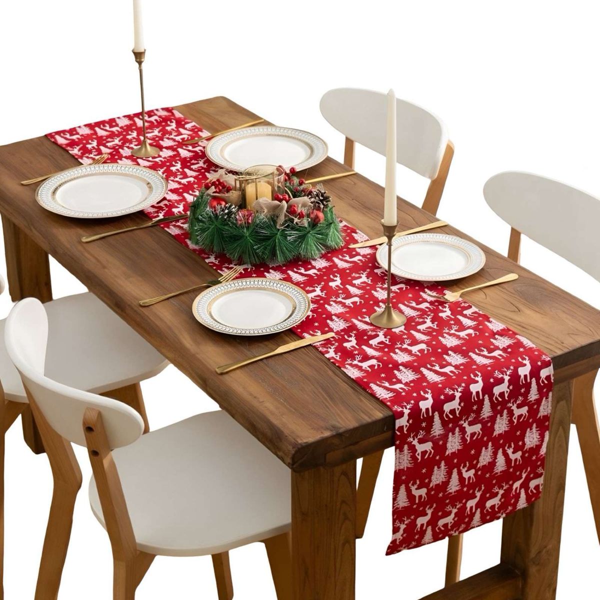 GENERICO - Camino de mesa diseño navidad lino 30 x 180 cm 14