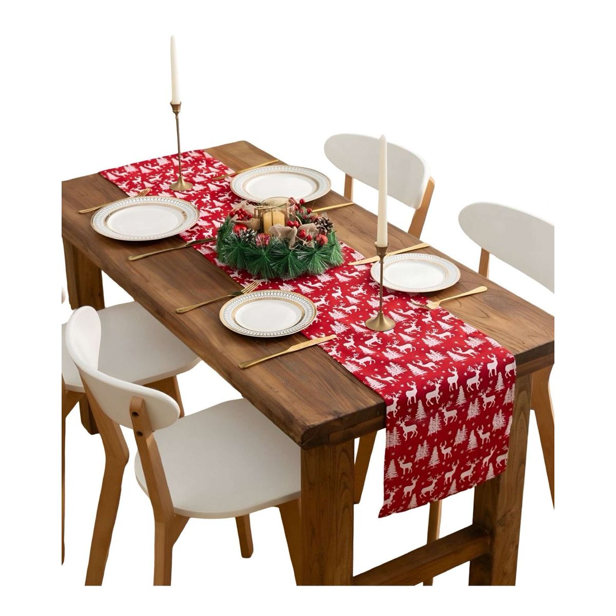 GENERICO - Camino de mesa diseño navidad lino 30 x 180 cm 14