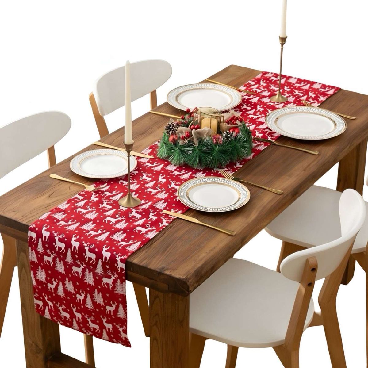 GENERICO - Camino de mesa diseño navidad lino 30 x 180 cm 14