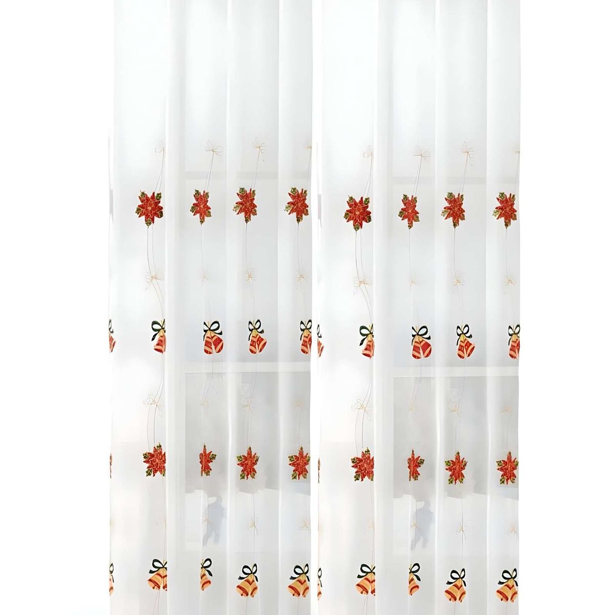 GENERICO - 2 PANEL DE CORTINA VISILLO TRANSPARENTE DISEÑO NAVIDEÑO 140X230 CM V1