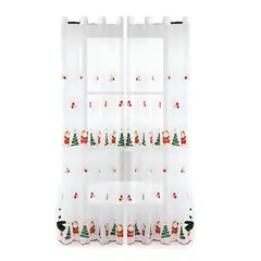 GENERICO - 2 PANEL DE CORTINA VISILLO TRANSPARENTE DISEÑO NAVIDEÑO 140X230 CM V5